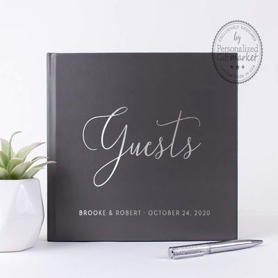 Personalized Wedding Guest Book, Custom Wedding Photo Album Guestbook with Real Embossed Foil - Hardcover (12x12 inches)