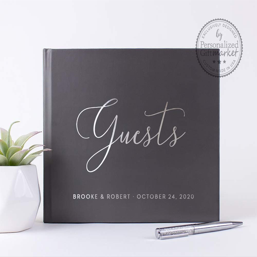 Personalized Wedding Guest Book, Custom Wedding Photo Album Guestbook with Real Embossed Foil - Hardcover (12x12 inches)