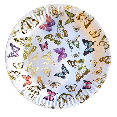 ArtPaperWonders 40 Gold Butterfly Plates Dessert Paper 7 inches Lightweight Decorative Plates