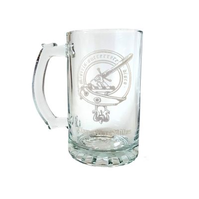 Clan MacMillan Scottish Crest 16oz Beer Stein  Personalized Heraldic Engraving