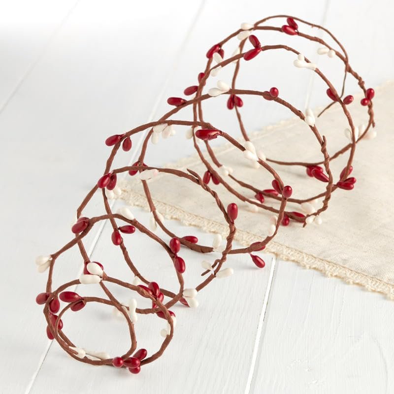 Artificial Burgundy & Cream Pip Berry Rope Garland - Pack of 4 Rustic Berries, Farmhouse Home Decor for Table Arrangements, Decorating for Holidays and More (72" Each, Total 288")