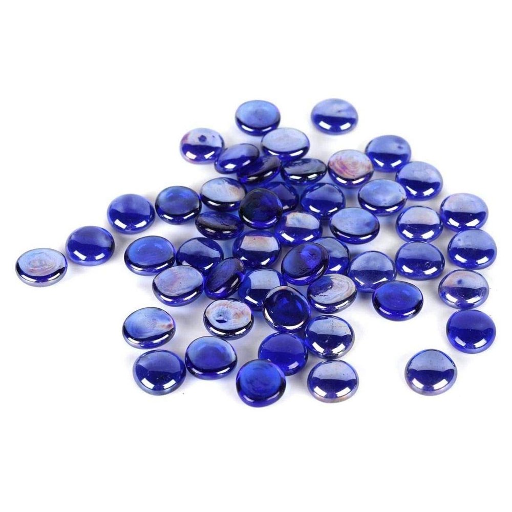 Houseables Glass Beads for Vases, Marbles for Vases, Glass Marbles, Filler, Blue Beads, Flat, Blue Gems, Crafts, Pebbles, Stones, Decorative Rocks, Plants, Florist, Floral, Fishbowl, 5 LBS, 400-500 PC