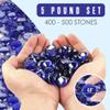 Houseables Glass Beads for Vases, Marbles for Vases, Glass Marbles, Filler, Blue Beads, Flat, Blue Gems, Crafts, Pebbles, Stones, Decorative Rocks, Plants, Florist, Floral, Fishbowl, 5 LBS, 400-500 PC view 2