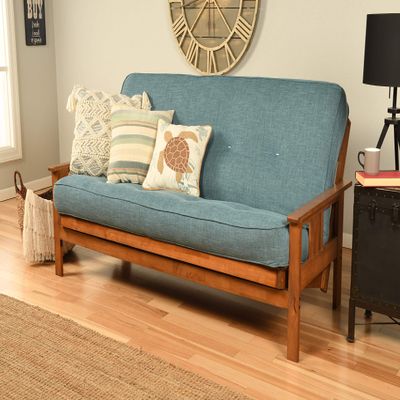 Kodiak Furniture Monterey Futon Set, No Drawers, with Barbados Base and Linen Aqua Mattress