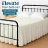 Shreem Linen Ruffled Bed Skirt with Split Corners, Gathered Style, 100% Microfiber, 21-Inch Drop, Dust Ruffle Bedskirt with Platform, Full, Ivory view 3