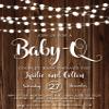Baby-Q Shower Invitations | BabyQ Baby Shower Invitations | Baby Q Shower |Wood | String Lights | Couples Baby Shower | Baby BBQ view 2