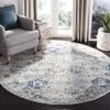 SAFAVIEH Madison Collection 4' Round Ivory / Aqua MAD611A Boho Chic Floral Medallion Trellis Distressed Non-Shedding Dining Room Entryway Foyer Living Room Bedroom Area Rug view 1