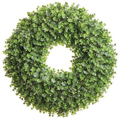 SilksAreForever 25" Artificial Eucalyptus Wreath -Green