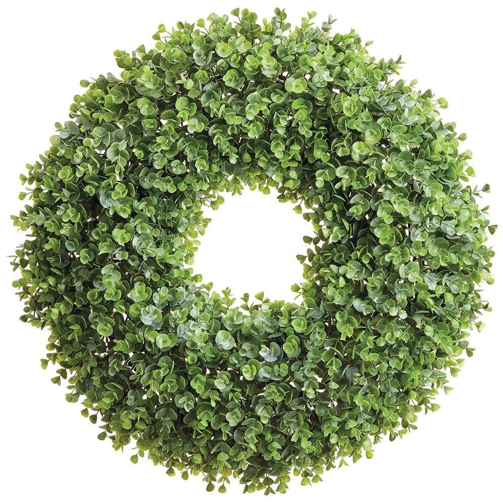 SilksAreForever 25" Artificial Eucalyptus Wreath -Green