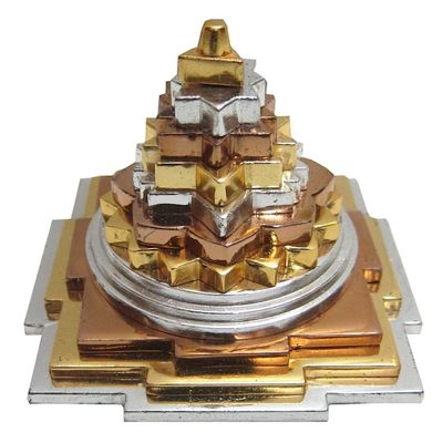 Awaken Your Kundalini Sri Meru Yantra Yantram, Sri Chakra, Maha Meru - Spiritual Blessings, Prosperity, Enlightenment - in Brass & Ashtadhatu (3" Ashtadhatu 3 Tone Polish)