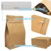 Natural Kraft Coffee Pouches, Resealable Coffee Bag with valve, Flat Bottom Pull Tab Zipper (50pcs / 8oz, 0.5lb, 227gram) view 3
