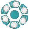 PIGCHCY Wedge Shaped Placemats Set of 6 with Centerpiece Round Mats Washable Kitchen Placemats Heat-Resistant Table Mats (Teal Blue) view 1