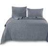 HNU 3 Piece All Seasons Queen Floral Stitched Steel Gray Quilt Set, Modern Classic Lightweight Durable Cotton Quilt Set, Contemporary Solid Color Elegant Nostalgic Design Smooth Super Soft Quilt Set view 1