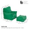 FDP SoftScape Bean Bag Chair and Ottoman Set, Furniture for Kids, Perfect for Reading, Playing Video Games or Relaxing, Alternative Seating for Classrooms, Daycares, Libraries or Home - Green view 2