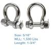 Prolinemax D Ring Bow Rigging Bolt Pin Anchor Shackle Marine Stainless Steel 316 5Pc 5/16 Inch view 4