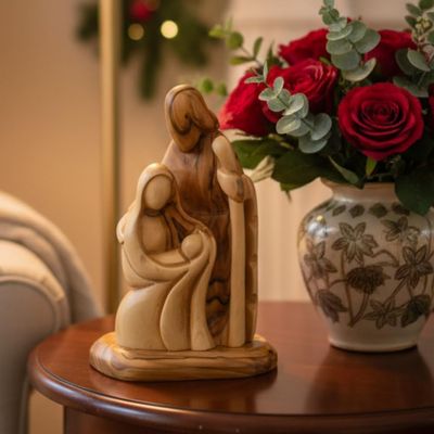 Bethlehem Handicrafts Jesus, Mary and Joseph Olive Wood Statue (Abstract)