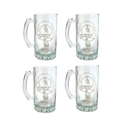 MacKay Scottish Family Clan Crest 16oz Stein Set of 4 - Personalized Heraldic Engraving
