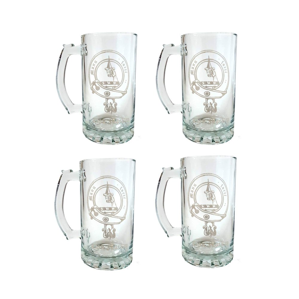 MacKay Scottish Family Clan Crest 16oz Stein Set of 4 - Personalized Heraldic Engraving