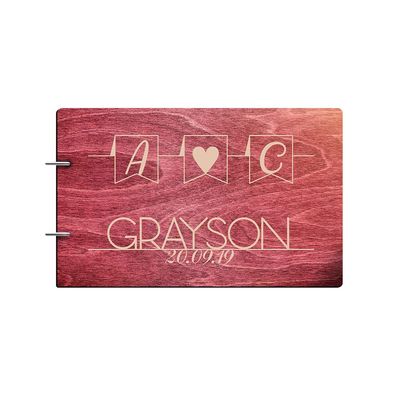 Just Customized Personalized Handmade Mr Mrs Wedding Guest Book for Bride and Groom Wood Alternative Custom Engraved Newlywed Marriage Album (Rosewood)