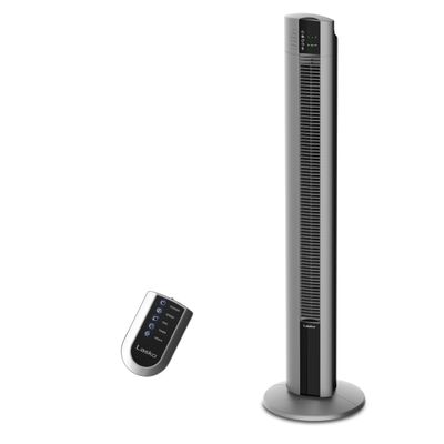 Lasko Tower Fan, Oscillating Performance, Remote Control, Nighttime Setting, Timer, 3 Speeds, High-Velocity Tower Fan, Room Fan for Bedroom or Office, 48" Gray, T48314