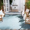 SAFAVIEH Washable Rug Outdoor Courtyard Collection - 6'7" Square, Aqua Blue & Grey, Non-Shedding & Easy Cleaning, Ideal for Patio, Backyard, Mudroom (CY8680-37121) view 1