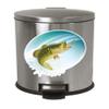 1.3 Gallon Oval Stainless Steel Step-On Trash Can Featuring Your Choice of an Animal Themed Vinyl Decal - Free Trash Bag Included (Bass Spash) view 1