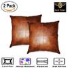 Azrah Traders Lambskin Leather Pillow Cover - Sofa Cushion Case - Decorative Throw Covers for Living Room & Bedroom, 22x22 Inches - Tan Antique Pack of 2 view 2