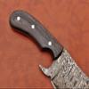 10" long hand forged rain drop Pattern Damascus steel Butcher Meat cleaver, Natural walnut wood scale, Cow hide Leather sheath included (Black) view 4