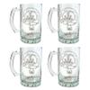 Kincaid Scottish Clan Crest Glass Stein Set of 4, 27 oz  Personalized Heraldic Engraving view 1