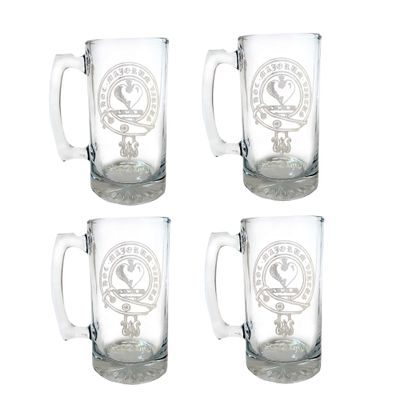 Logan Scottish Clan Crest 26oz Beer Stein Set of 4  Personalized Heraldic Engraving