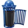 Global Industrial 36 Gallon Outdoor Steel Recycling Receptacle with Access Door & Dome Lid, Plastic Liner and Anchor Kit Included, 28" Dia. X 42" H, Blue view 1