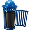 Global Industrial 36 Gallon Outdoor Steel Recycling Receptacle with Access Door & Dome Lid, Plastic Liner and Anchor Kit Included, 28" Dia. X 42" H, Blue view 3