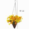 Mynse Lifelike Artificial Dutch Daisy Flower with Mini Hanging Basket Cone with Chain Silk Dutch Daisy Flower Hanging Wicker Basket for Indoor Balcony Decoration, Orange view 3