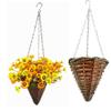 Mynse Lifelike Artificial Dutch Daisy Flower with Mini Hanging Basket Cone with Chain Silk Dutch Daisy Flower Hanging Wicker Basket for Indoor Balcony Decoration, Orange view 4