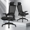 CLATINA Ergonomic High Swivel Executive Chair with Adjustable Height Head 3D Arm Rest Lumbar Support and Upholstered Back for Home Office Black Mesh/High Back view 2
