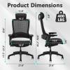 CLATINA Ergonomic High Swivel Executive Chair with Adjustable Height Head 3D Arm Rest Lumbar Support and Upholstered Back for Home Office Black Mesh/High Back view 3
