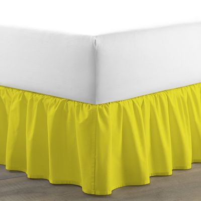 Amuze Bedding Egyptian Cotton 300 Thread Count 1 PC Tailored Single Ruffled/Dust Ruffle Bed Skirt (Yellow, Short King, Drop Length 17 Inches)