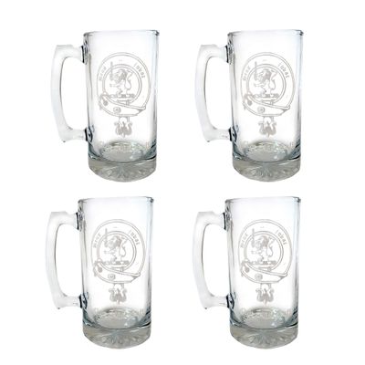 MacDuff Scottish Clan Crest 27oz Stein Set of 4  Personalized Heraldic Engraving