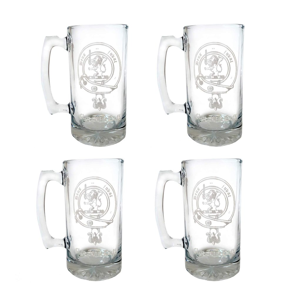 MacDuff Scottish Clan Crest 27oz Stein Set of 4  Personalized Heraldic Engraving
