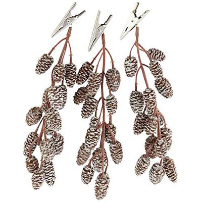 Factory Direct Craft Hanging Artificial Pinecone Stems with Clips | Set of 6 Total