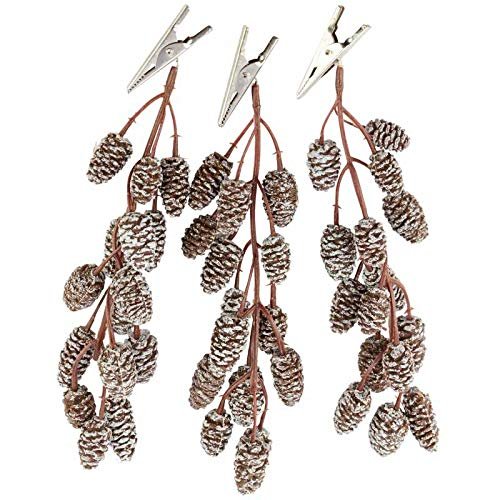 Factory Direct Craft Hanging Artificial Pinecone Stems with Clips | Set of 6 Total