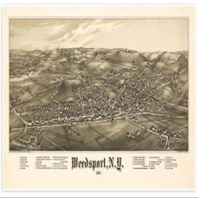 Antiguos Maps - Weedsport, New York Bird's Eye View Panoramic Map Circa 1885 - Measures 24 in x 48 in (610 mm x 1219 mm)