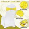 MDS Pack of 100 Spandex Chair Sashes Bow Premium Stretch Chair Cover Band with Buckle Slider Universal fits Elastic Dining Chair Ties for Wedding Party Banquet Events Decoration - Yellow view 3