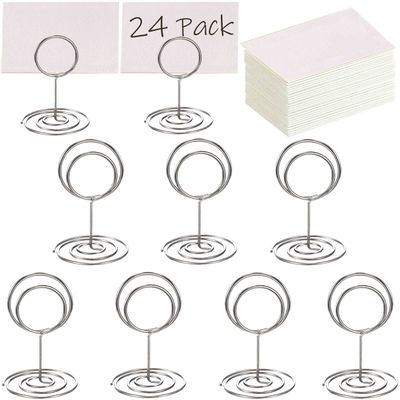 Toncoo 24 Pcs Premium Mini Place Card Holders and 24 Pcs Place Cards, Small Table Card Holder, Cute Table Number Holders, Photo Picture Holders for Centerpieces, Wedding, Party, Birthday