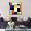 INVIN ART Framed Canvas Series#032 by Piet Cornelies Mondrian Wall Art Living Room Home Office Decorations(Black Slim Frame,24"x24") view 2