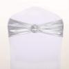 Balsa Circle 10 pcs Silver Metallic Spandex Chair Sashes with Silver Round Buckles Wedding Ceremony Reception Decorations Supplies view 1