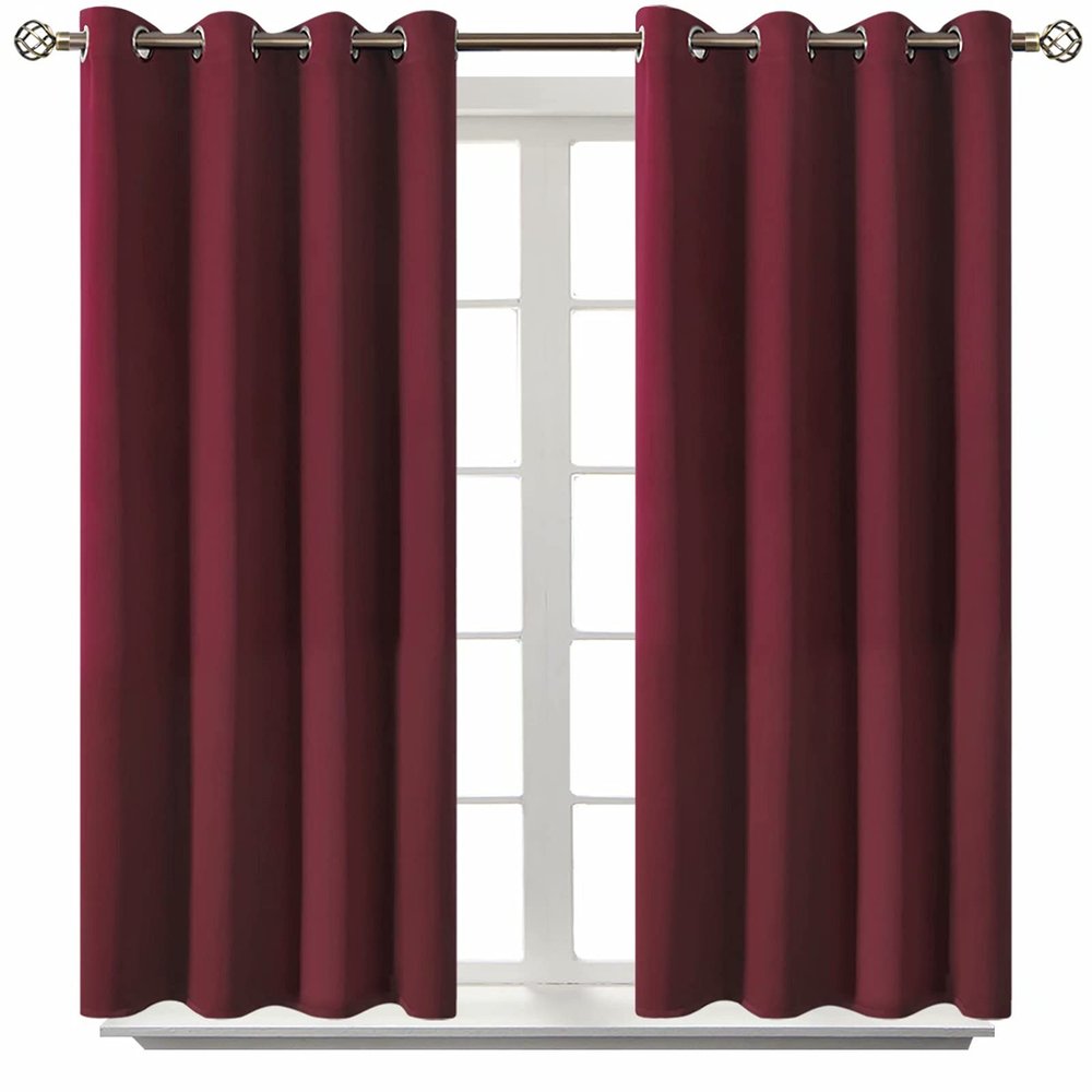 BGment Blackout Curtains for Bedroom - Grommet Thermal Insulated Room Darkening Curtains for Living Room, Set of 2 Panels (52 x 45 Inch, Burgundy)
