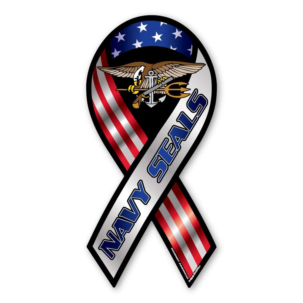 Magnet America Navy Seals Ribbon Magnet is 8" x 3.875" Made for Vehicles and Refrigerators