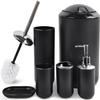 CERBIOR Bathroom Accessories Set 6 Piece Bath Ensemble Includes Soap Dispenser, Toothbrush Holder, Toothbrush Cup, Soap Dish for Decorative Countertop and Housewarming Gift (Shiny black-6pcs) view 1