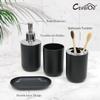 CERBIOR Bathroom Accessories Set 6 Piece Bath Ensemble Includes Soap Dispenser, Toothbrush Holder, Toothbrush Cup, Soap Dish for Decorative Countertop and Housewarming Gift (Shiny black-6pcs) view 3
